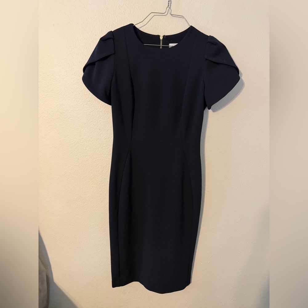 Calvin Klein Navy Blue tulip sleeve dress